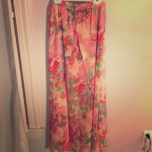 Gianni Bini multicolor maxi skirt high low womens